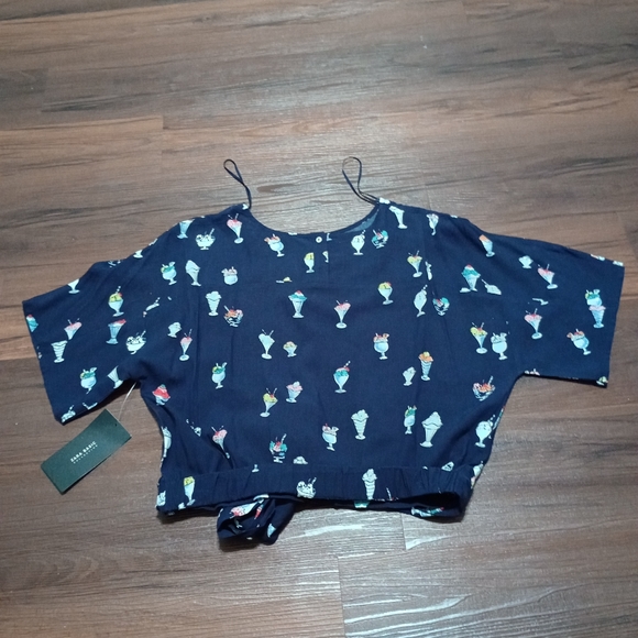 Zara novelty ice cream print cropped top - Picture 3 of 8